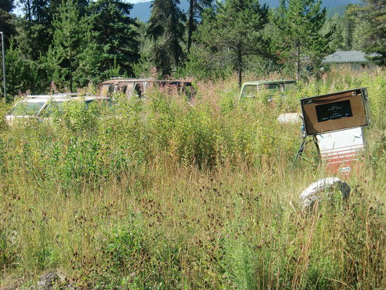 Wie fast überall hier werden die Autos oder sonstige nicht mehr zu gebrauchenden Eisenteile einfach auf der Wiese abgestellt.