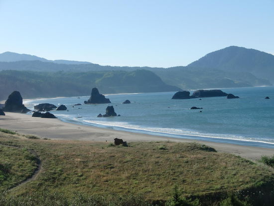 Blick aufs Meer vom Visitor-Center in Port Orford. Es wehte nur ein sturmartiger Wind - nichts Unübliches hier! Und warm war es auch nicht trotz Sonnenschein!