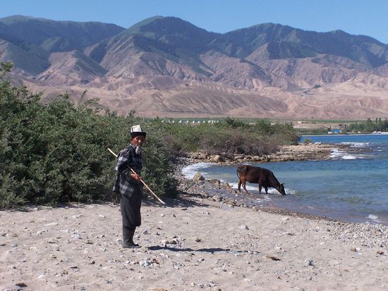 als erstes besucht uns ein Kuhhirte
