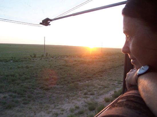 Sonnenuntergang auf dem Zug