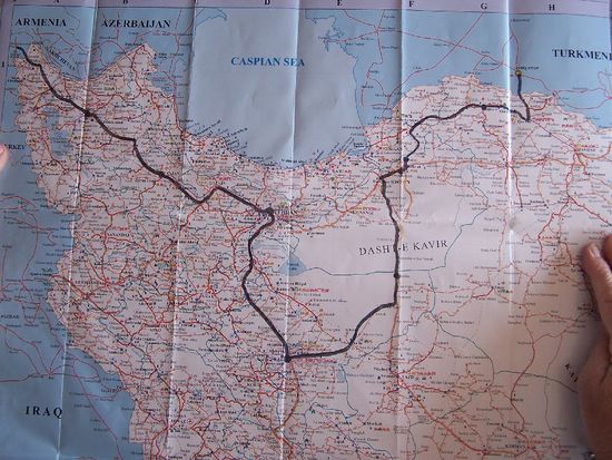 unsere Reiseroute durch den Iran