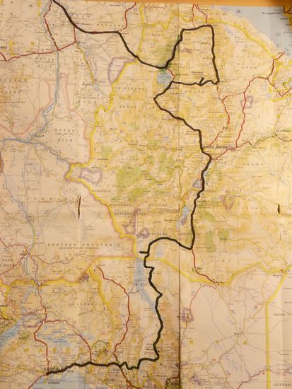 unsere Route von Khartoum bis Kampala