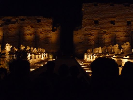 Die Sphingen-allee in Karnak am Abend