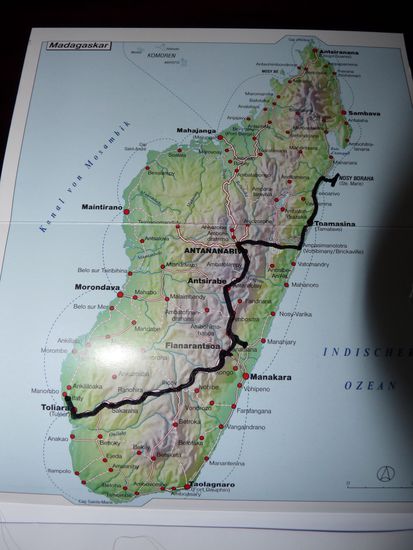 unsere Reiseroute durch Madagaskar