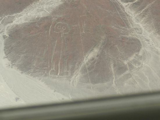 An einem Felsen war der "Astronaut" sehr gut zu erkennen, er ist das älteste Bild hier in Nasca