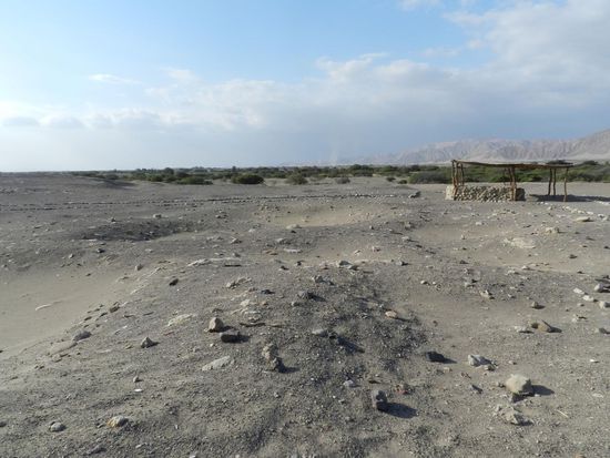 das Gräberfeld, jede Mulde bedeutet ein Grab