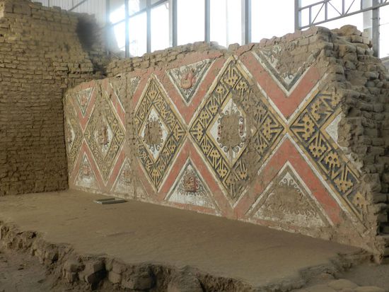 die Malerei an einer ausgegrabenen Wand