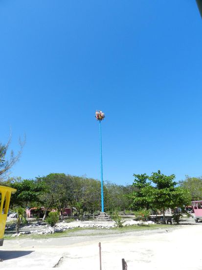 die Voladores oben auf der Stange