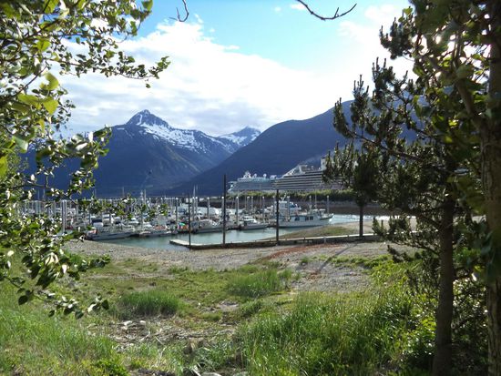unser Blick auf den Hafen von Skagway