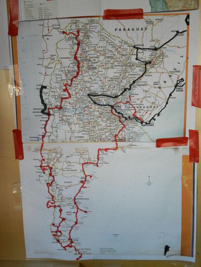 unsere bisherige Reiseroute - in rot -