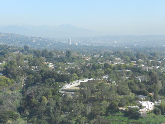 auf der einen Seite schaut auf L A Downtown