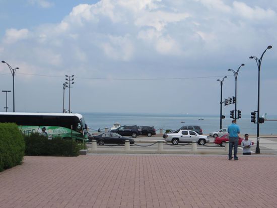Wir gehen zum Grand Park und haben dort dann vom Park aus einen Blick über den riesigen Michigan See.