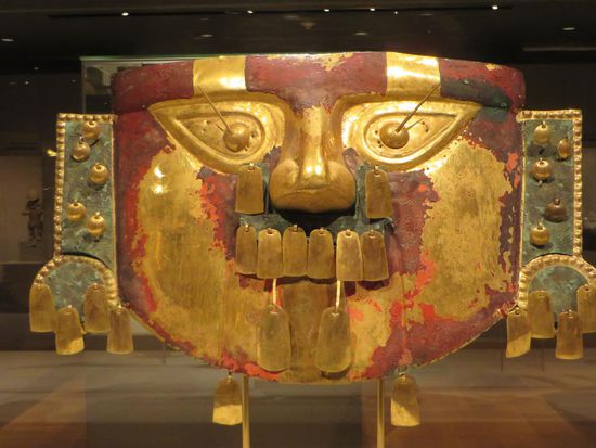 Eine Goldmaske aus Lambayeque in Peru, wo wir auf unserer Südamerikatour waren