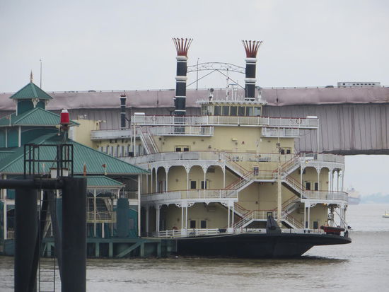 ein großes Steamboat liegt am Ufer