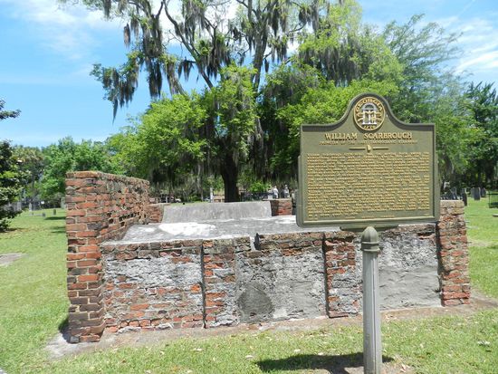 Das Grab von William Scarbrough verstorben 1838, auf den Tafeln stand der Lebenslauf des Verstorbenen und was er für die Stadt bedeutet hat.