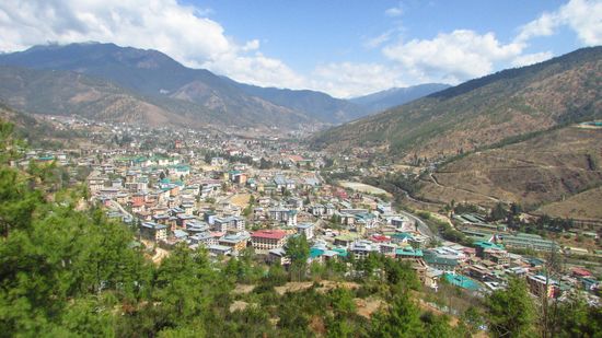 Blick auf die Hauptstadt Thimphu