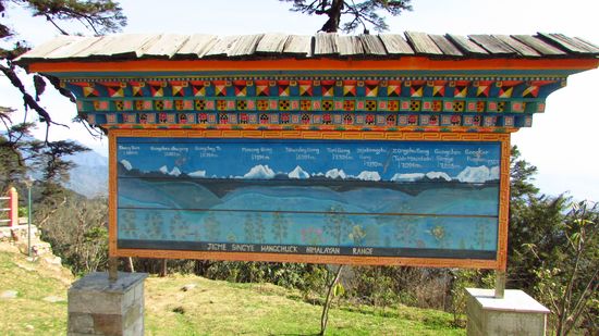 Eine Tafel erklärt uns, welchen Berg wir sehen und wie hoch er ist. Heute ist wirklich tolle Sicht und wir fotografieren wieder mal wie verrückt.