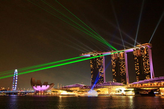 Jede Stunde eine Laser-/Wasser-/Lichtshow...