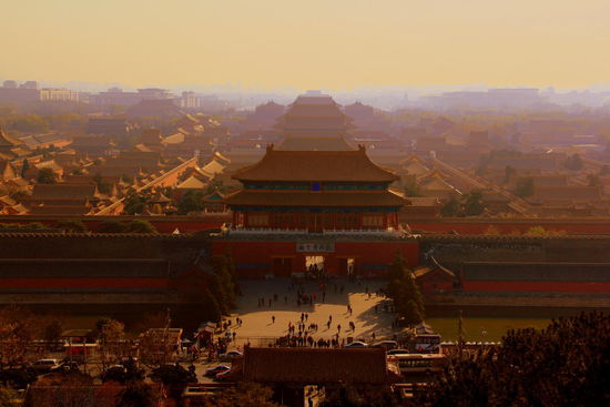 Blick von oben über die riesige Anlage der verbotenen Stadt