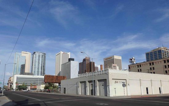 Blick auf die Skyline mit dem Financial District