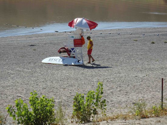 Baywatch in Wyoming: Warum nicht? Der Wasserstand des Sees war allerdings recht niedrig