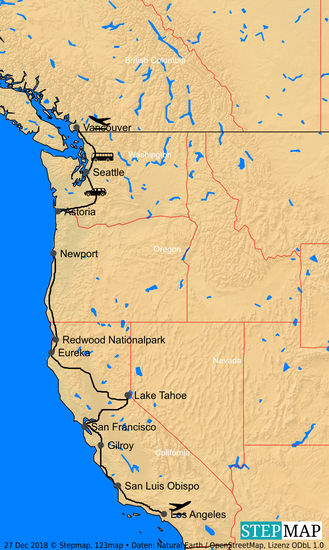 So wird unsere Route aussehen. 3.500 KM geplant - wir sind gespannt, wieviele es tatsächlich werden 