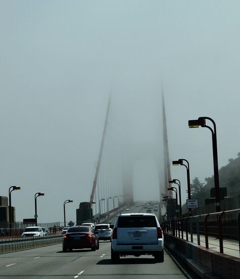 Die Sonne kämpft, aber sie schafft es nicht, den Nebel wegzudrücken.
