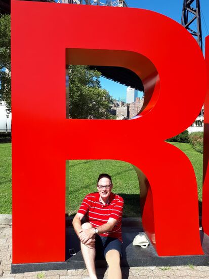 Roland auf seiner eigenen Insel mitten im Fluss