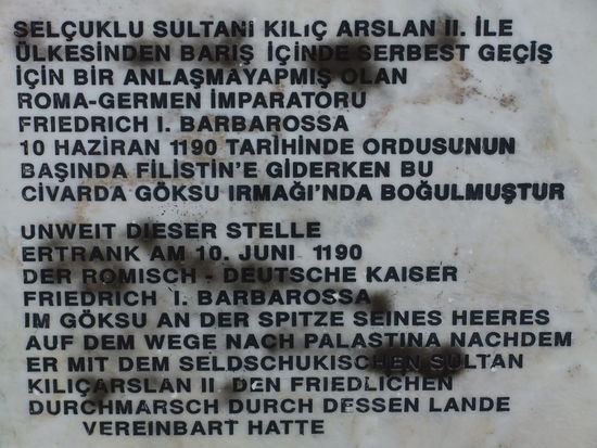 Türkei - Silifke  - Gedenktafel an Kaiser Friedrich Barbarossa