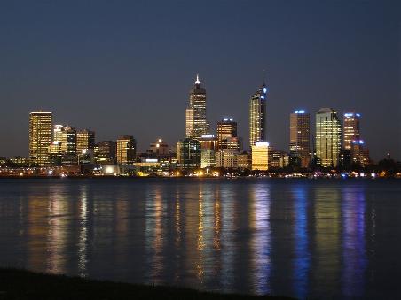 Skyline von Perth von South Perth aus