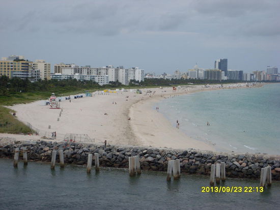 Blick auf South Beach Miami beim Verlassen des Hafens