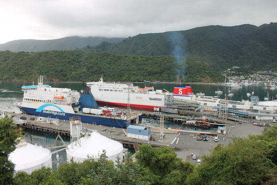 Bluebridge-Fähre im Hafen von Picton