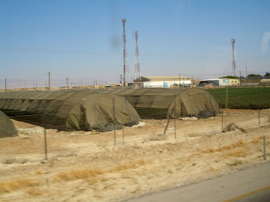 ein paar der wenigen Gewächshäuser im Jordantal