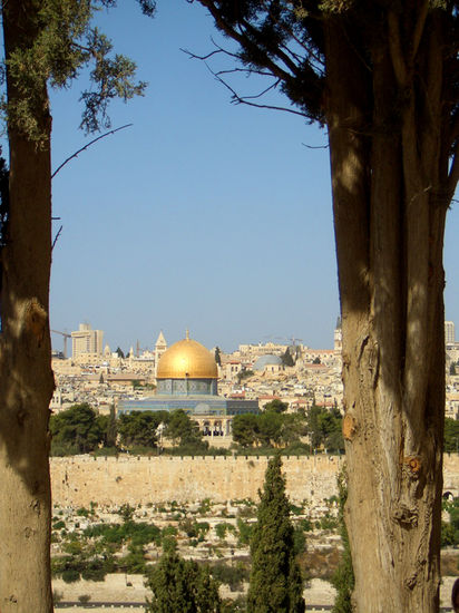 Blick von Dominus flevit auf den Felsendom
