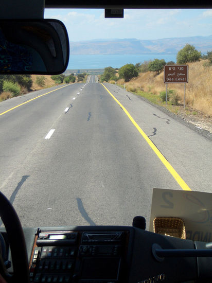 'Sea Level' kurz vor Kapernaum
Erster Blick auf den Kinnaret (See Genezareth)