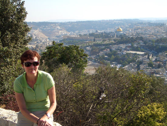 Am Mt. Scopus mit Tempelberg und Kidrontal im Hintergrund