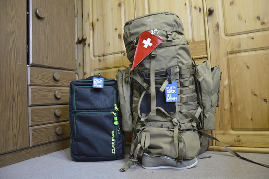 Nik's "kleines" Gepäck Das Schweizerkreuz darf natürlich nicht fehlen