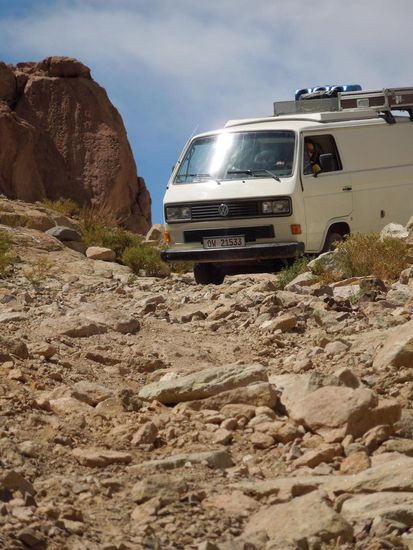 ... da musste das Kletterbussli vorsichtig runter ...