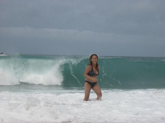 De Wellen waren riesig und die Strömuung so stark, dass Schwimmen unmöglich war!