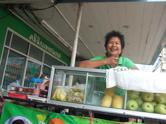 Die war lustig, die Obstverkäuferin.