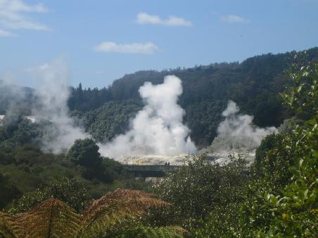 Bei einem unserer vielzaehligen Entdeckungswalks in Neuseeland stossen wir auf Geysiere, die in und um Rotorua keine Seltenheit sind.