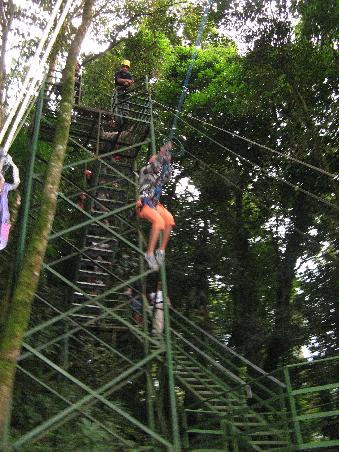 von da oben geht´s runter beim Tarzan-Swing