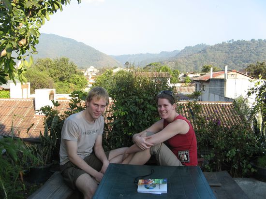 Kurze Verschnaufpause auf der Dachterasse unseres Hostels.