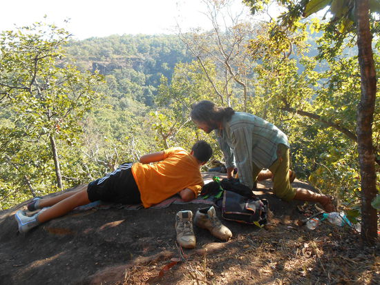 Unser Picknickfelsen im Wald