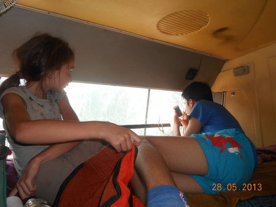 Unsere Schlafkabine im Sleeperbus - Zu dritt hatten wir bequem Platz.