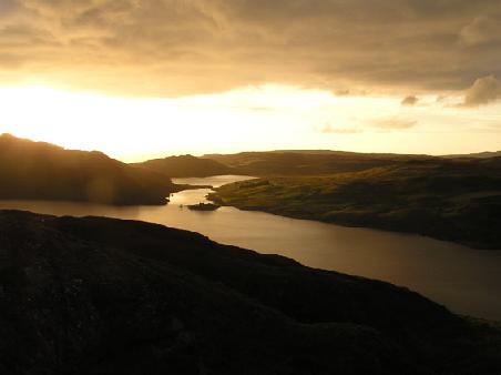 Sonnenunterang in den Highlands