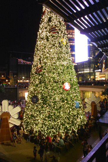 Das nenn ich mal nen Weihnachtsbaum ( Innenhof Hilton )