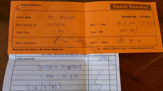 Erste Aktion heute Morgen: Ticket für den Sukhothaitransfer