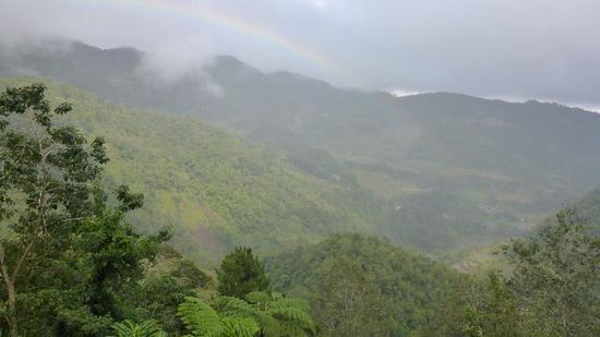 Der Regenbogen ist mein Zeuge (falls ihr ihn nicht erkennt, fängt so ungefähr 1cm neben der Mitte oben an und läuft nach rechts unten. Das war es erst mal für heute, denn dan ist der lange Marsch nach Batad und den Tappia-Falls angesagt, das werden auch ein paar km.