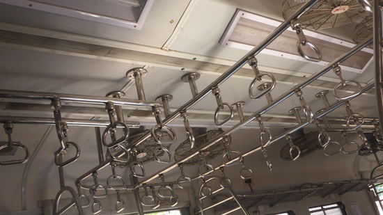 Aber bei den vielen Haltestangen kann man ahnen, wie voll diese Züge sein können.